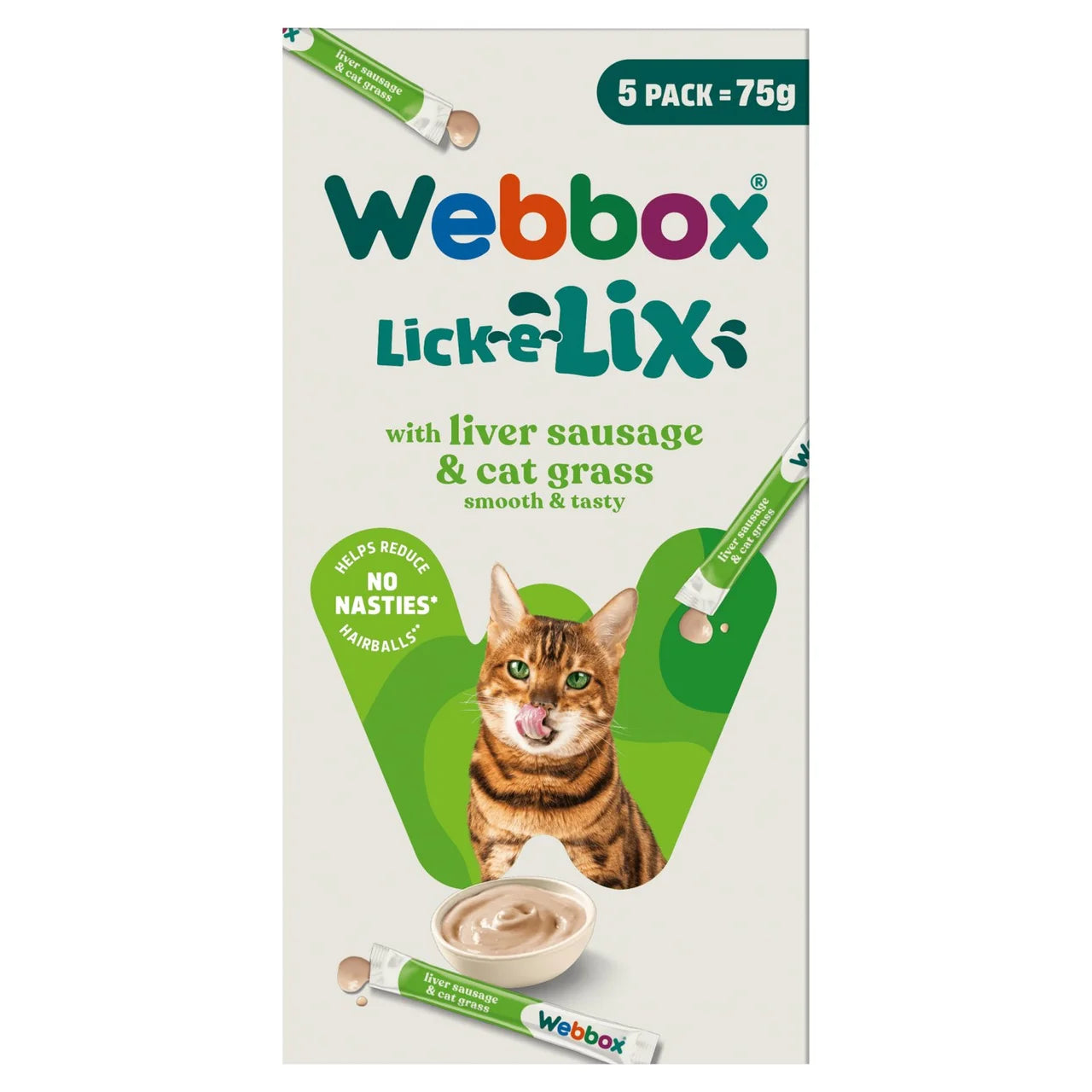 Webbox Lick-e-Lix Liver with Cat Grass Cat Treat 5 x 15g