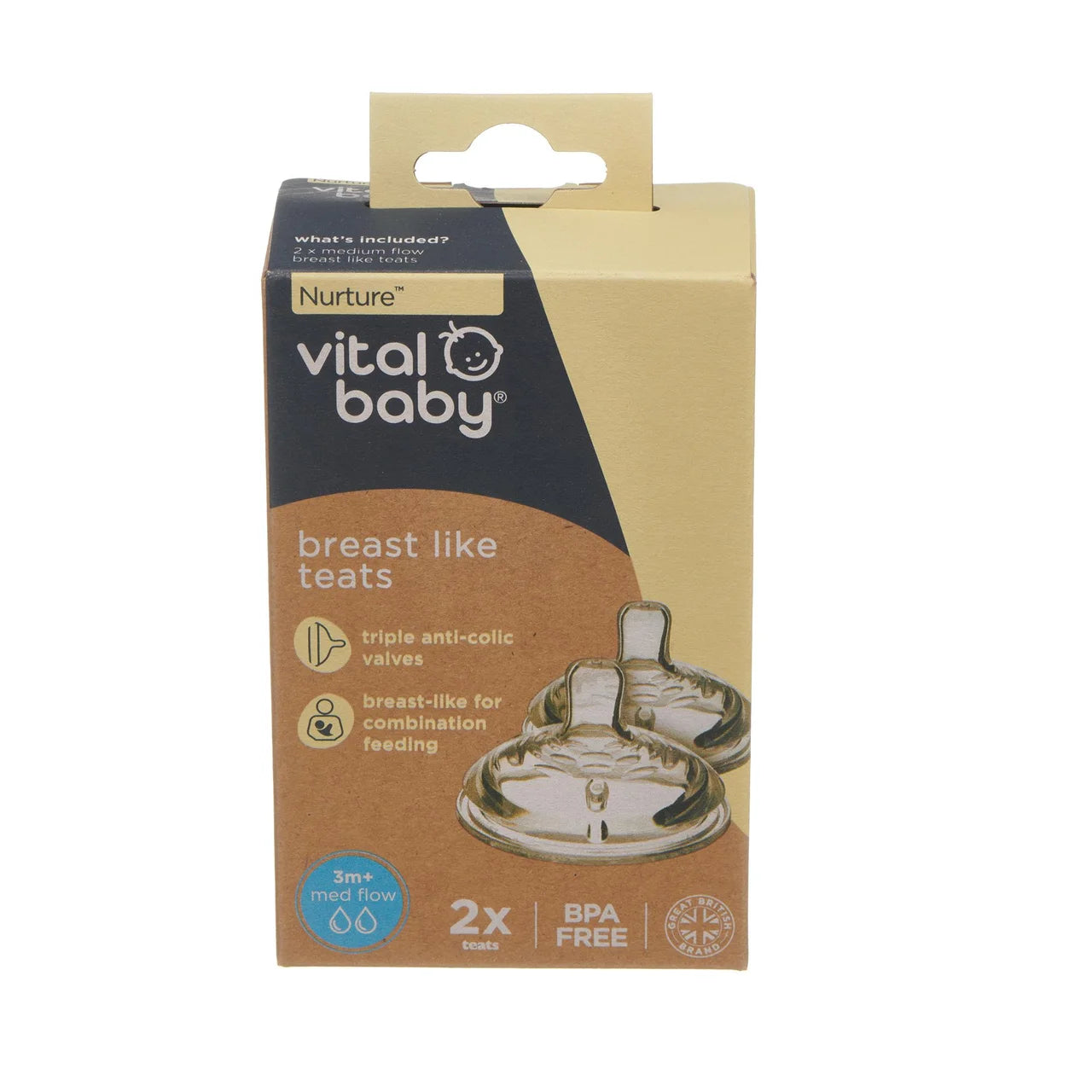 Vital Baby Nurture Breast Like Teats Medium Flow 2 per pack