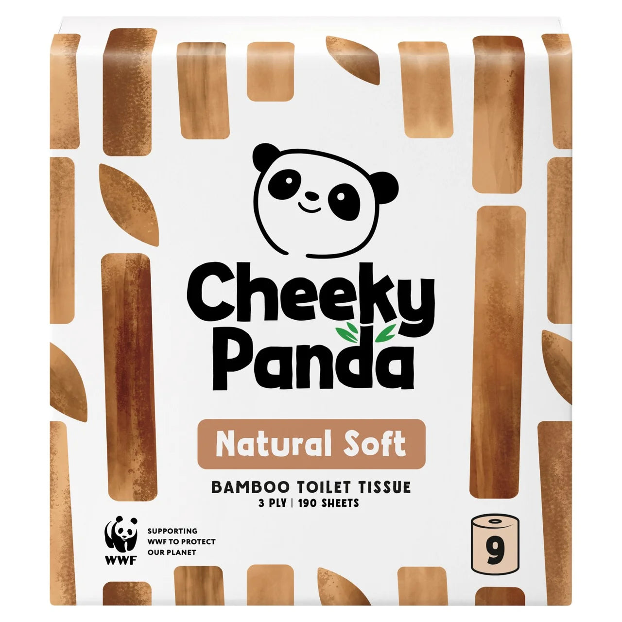 Cheeky Panda Natural Colour Bamboo Toilet Paper 9 per pack