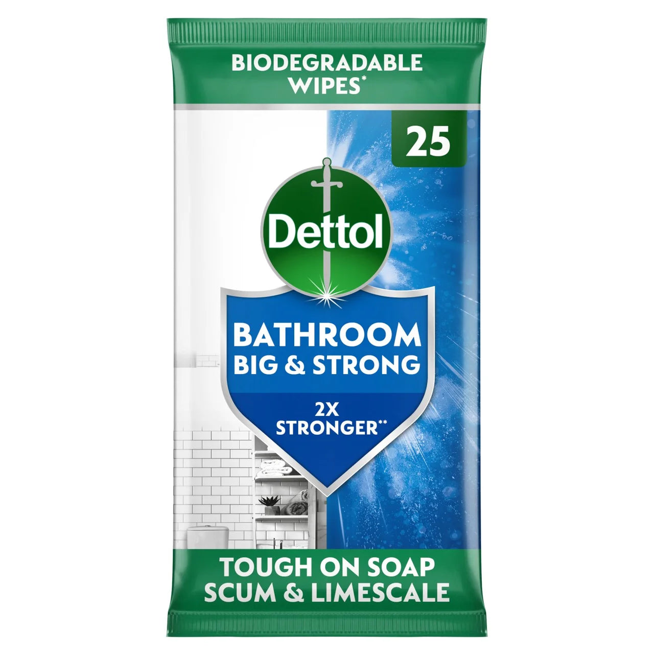 Dettol Big & Strong Limescale Bathroom Cleaning Wipes 25 per pack