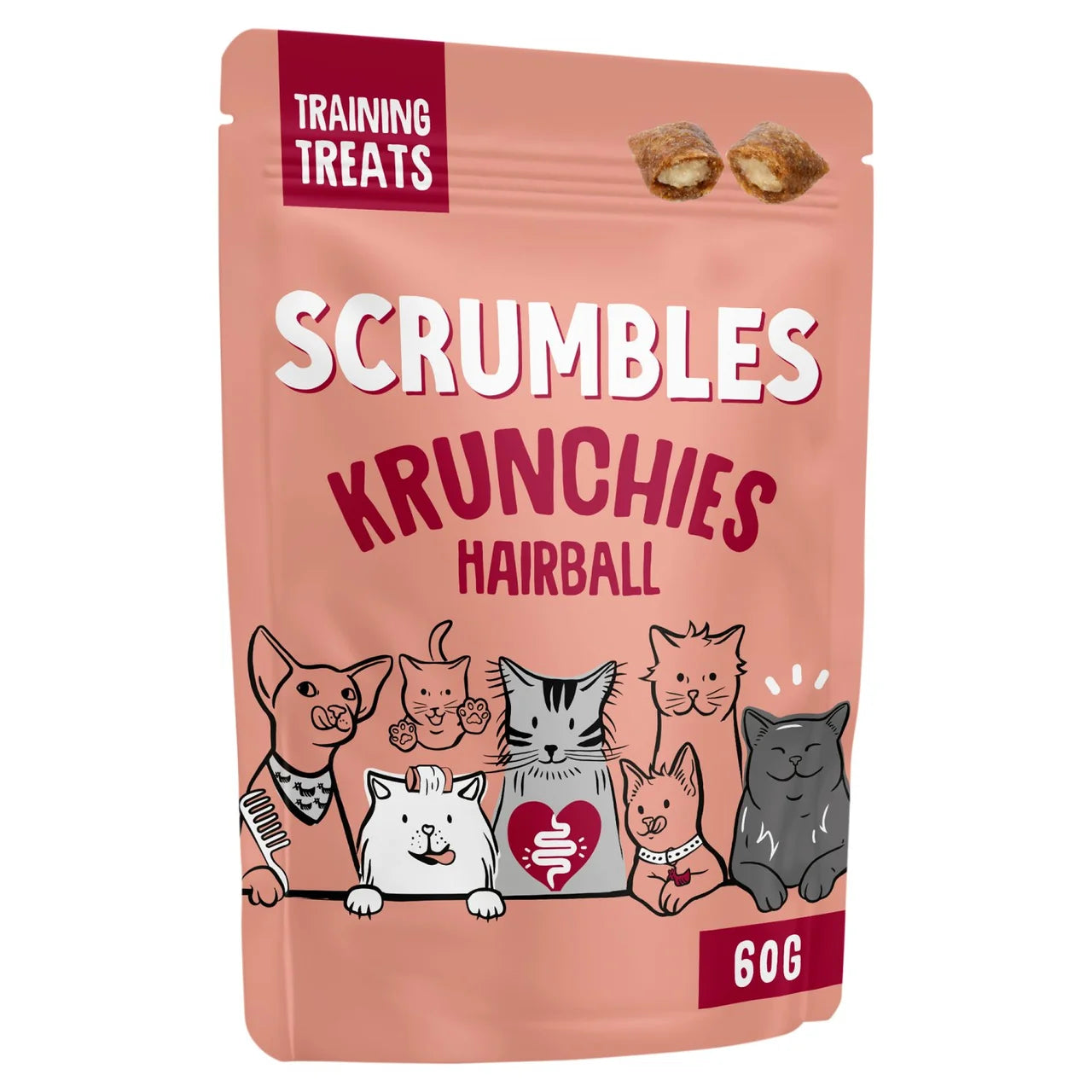 Scrumbles Anti Hairball Krunchies Cat Treat 60g