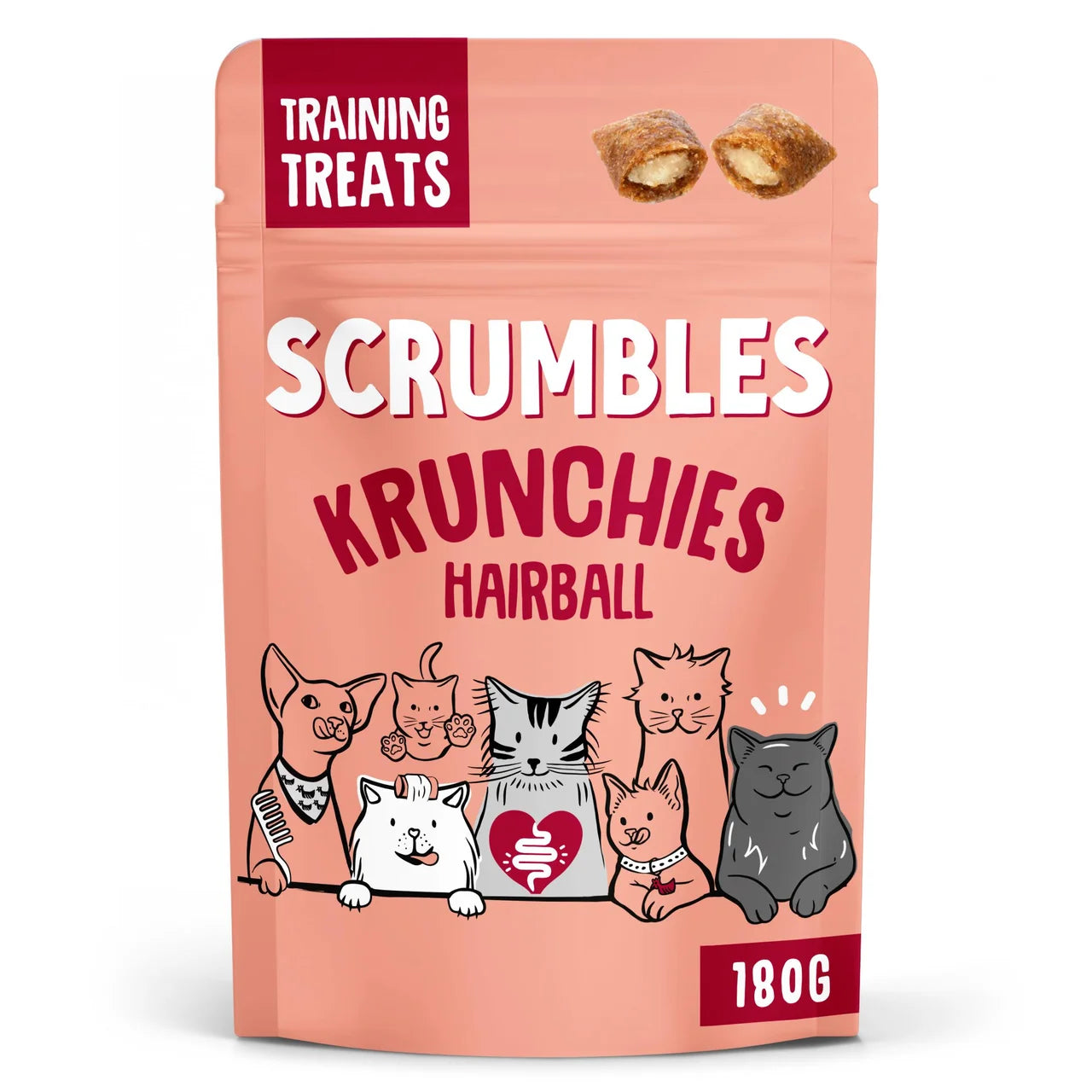 Scrumbles Cat Treats Anti-Hairball Krunchies 180g