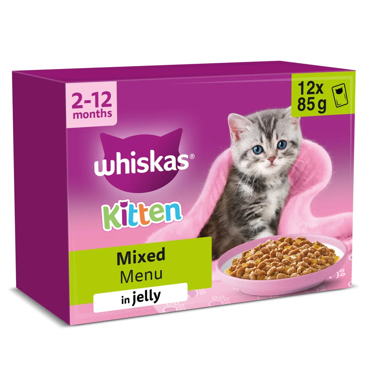 Whiskas Kitten Mixed Menu Wet Cat Food Pouches in Jelly 12 x 85g