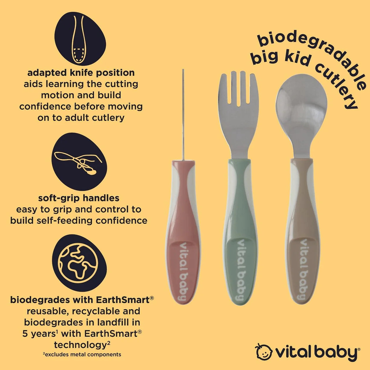 Vital Baby Nourish Big Kid Cutlery 3pk - natural 3 per pack