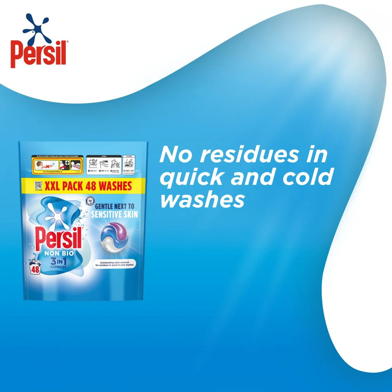 Persil Non Bio 3 in 1 Laundry Washing Detergent Capsules 48 Washes