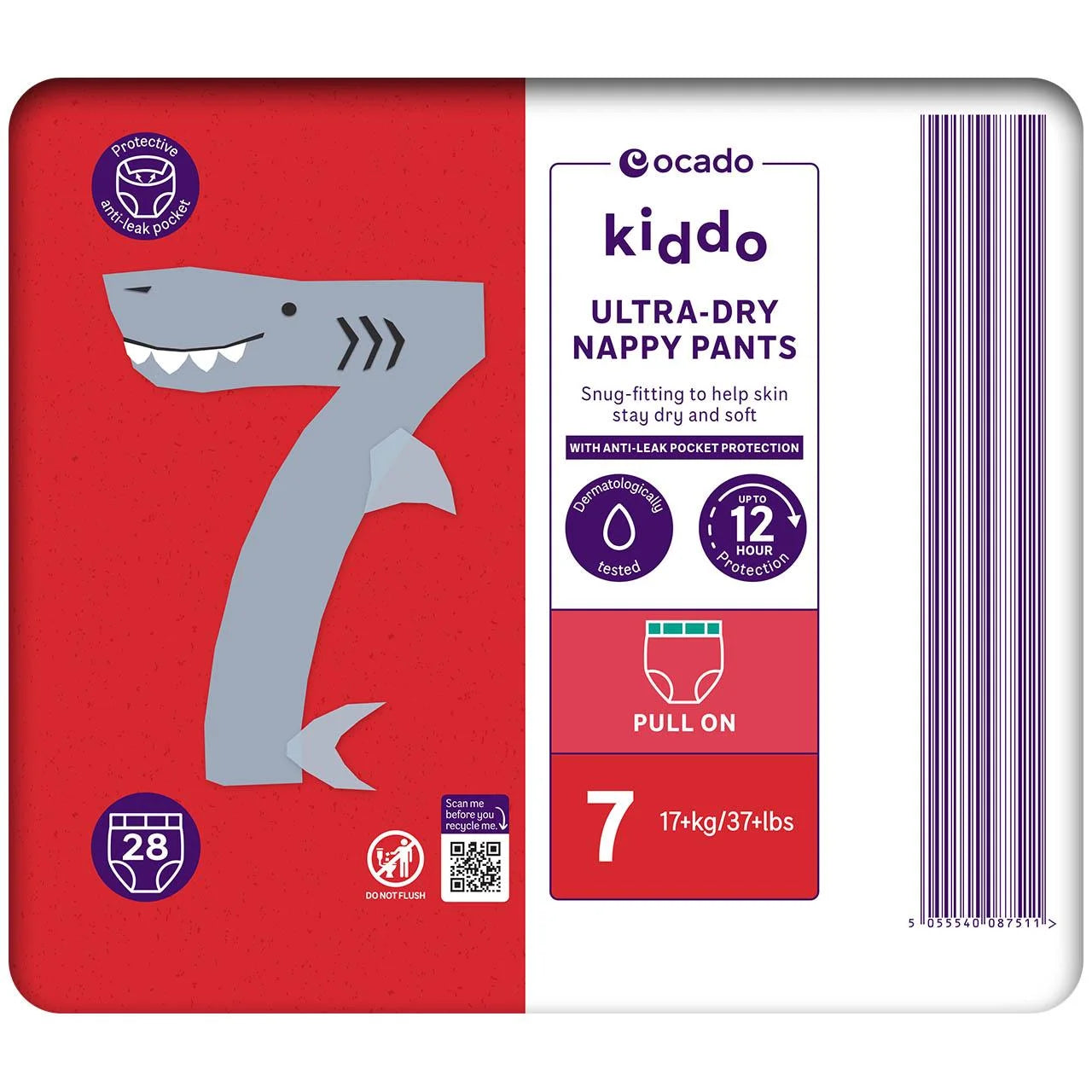 Ocado Kiddo Ultra-Dry Nappy Pants Size 7 (17+kg) 28 per pack