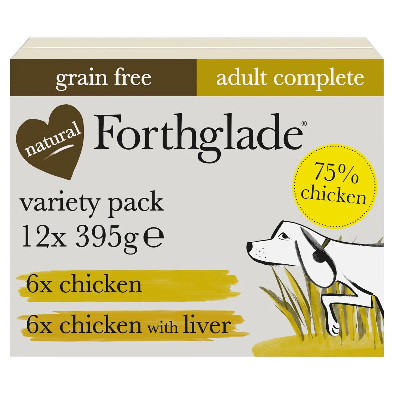 Forthglade Natural Wet Dog Food Variety Pack Chicken & Chicken with Liver 12x395g