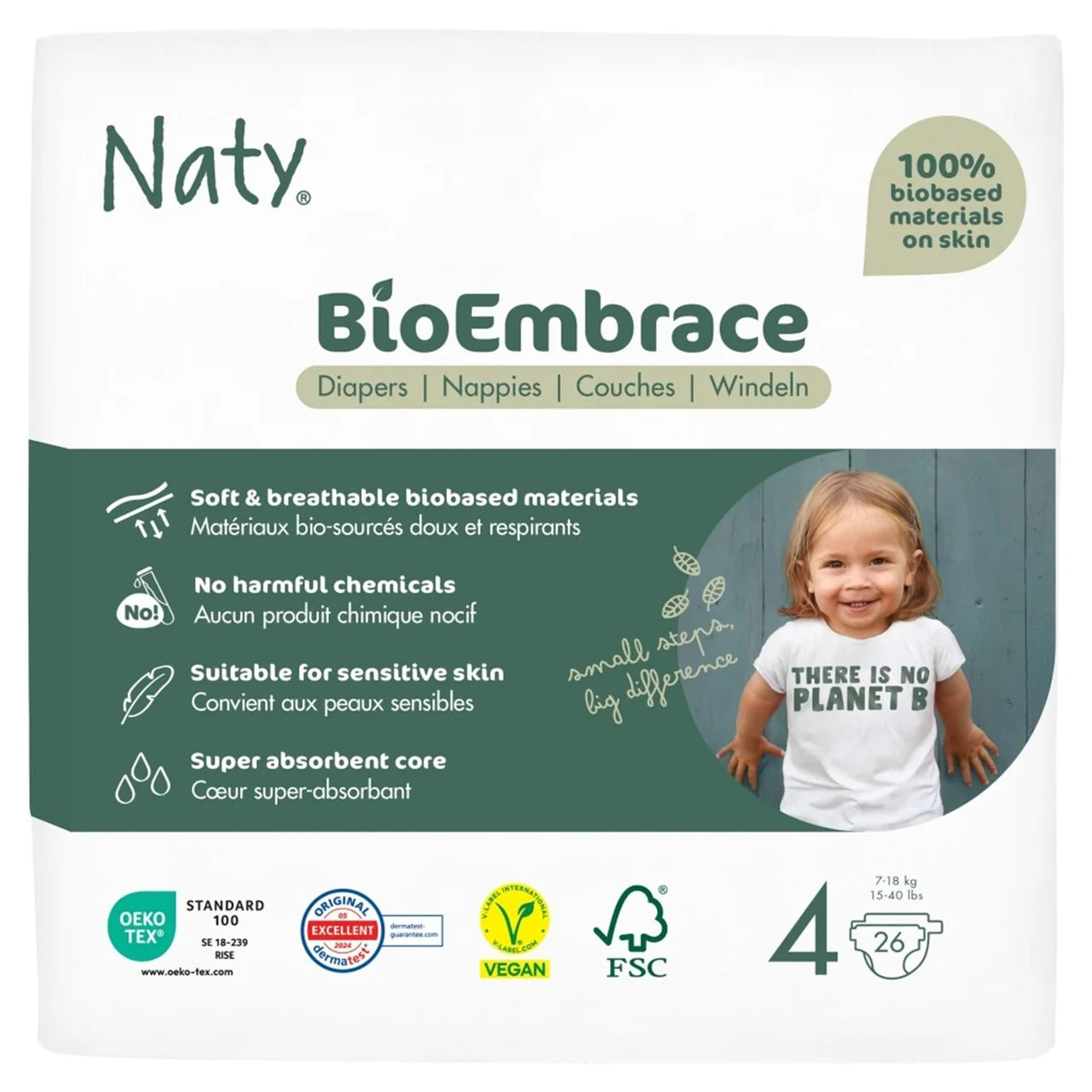 Naty BioEmbrace Nappies Size 4 (7-18kg) 26 per pack