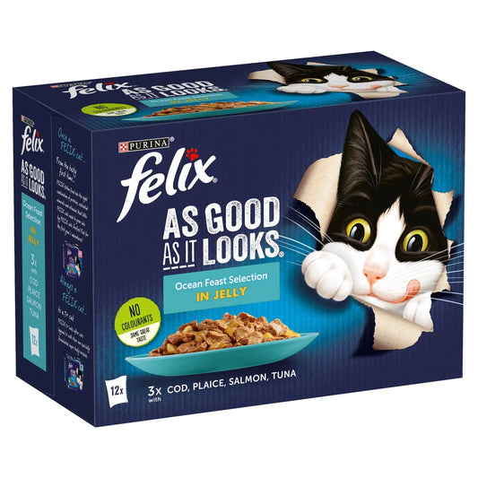 FELIX As Good As it Looks Ocean Feasts in Jelly Wet Cat Food 12 x 85g