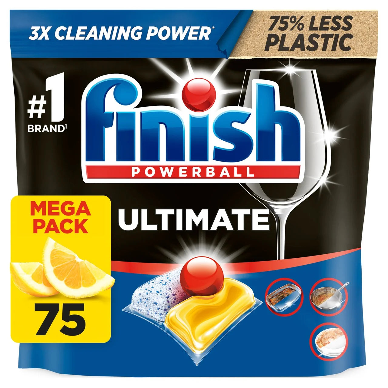 Finish Ultimate All in One Dishwasher tabs Lemon 75 per pack