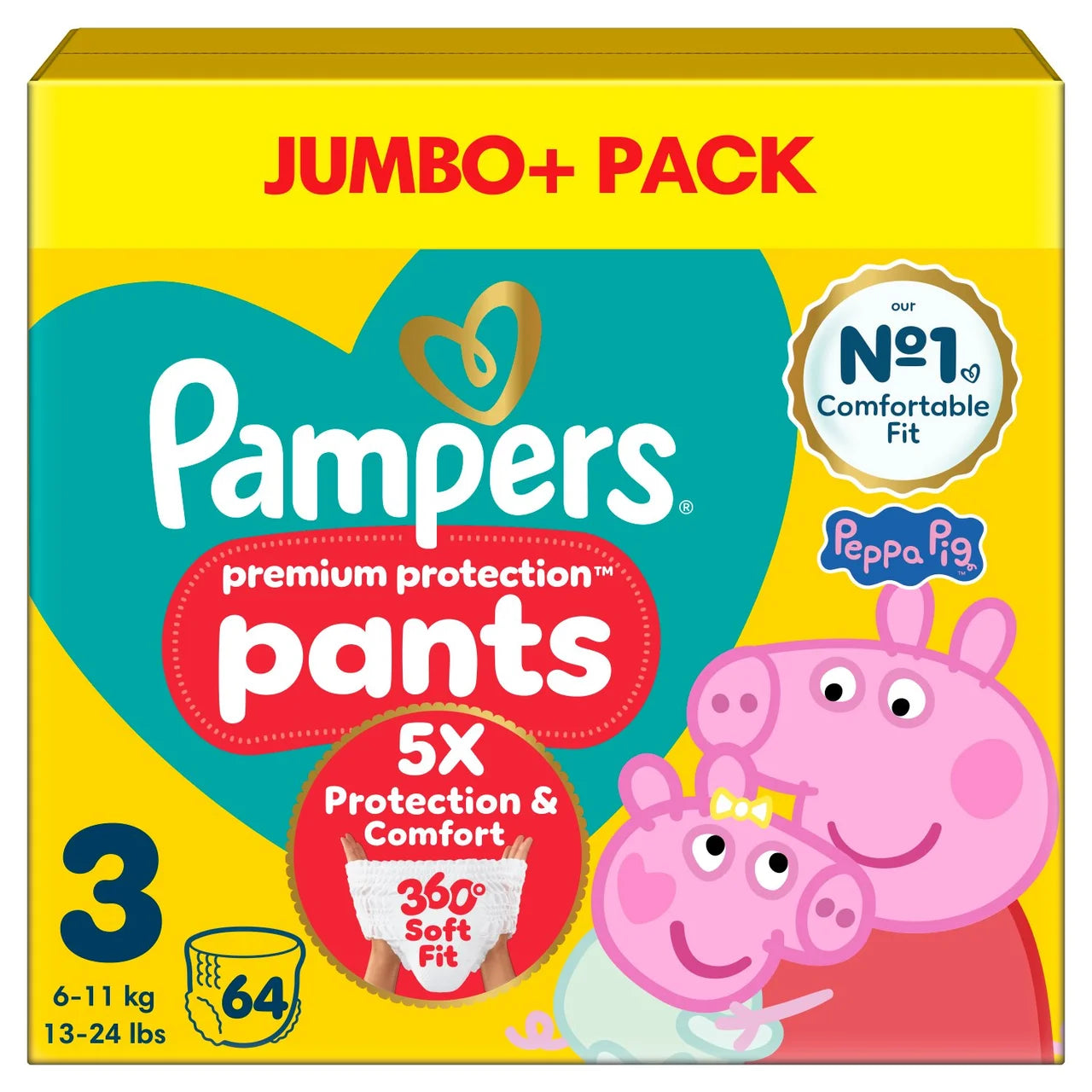 Pampers New Baby Nappy Pants Size 3 Jumbo 64 per pack