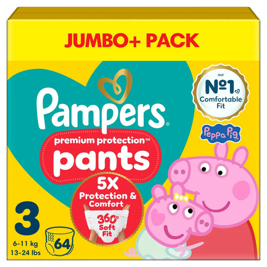 Pampers New Baby Nappy Pants Size 3 Jumbo 64 per pack
