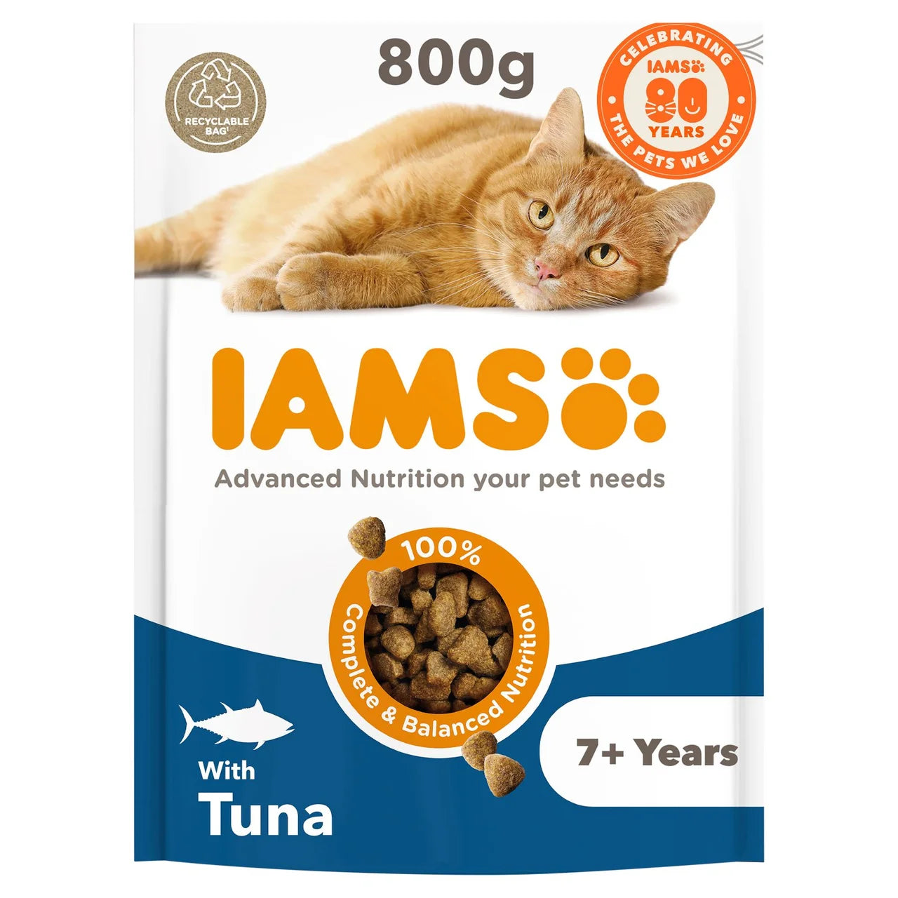 IAMS Senior Dry Cat Food Tuna 800g