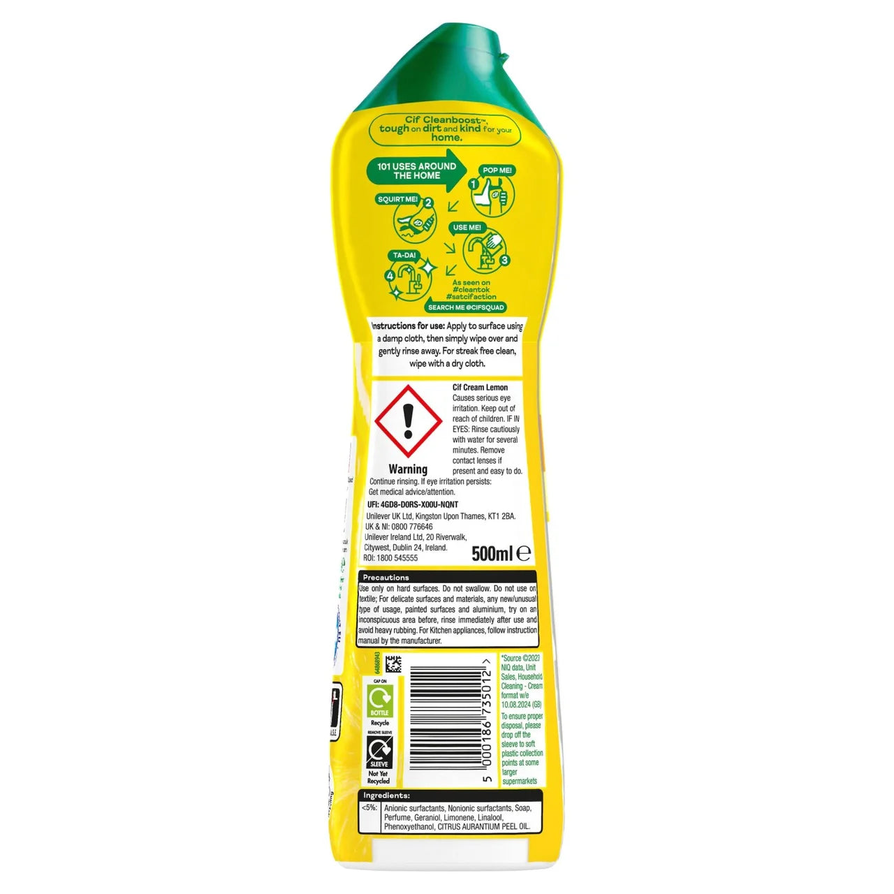 Cif Lemon Multipurpose Cream Cleaner 500ml