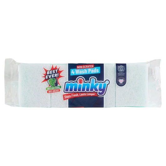 Minky Non Scratch Antibacterial Wash Pads 4 per pack