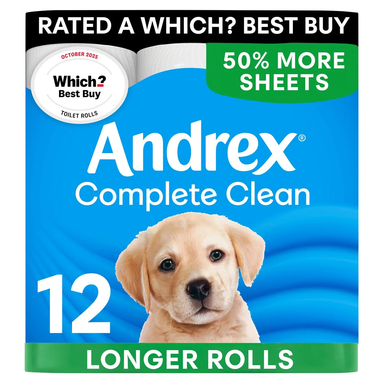 Andrex Complete Clean Toilet Roll Mega Rolls 12 per pack