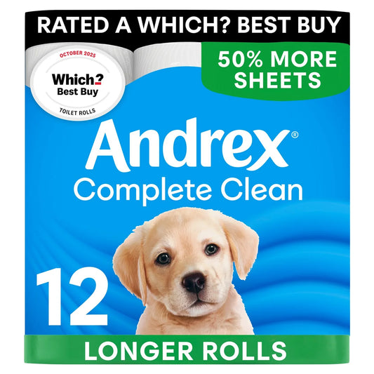Andrex Complete Clean Toilet Roll Mega Rolls 12 per pack