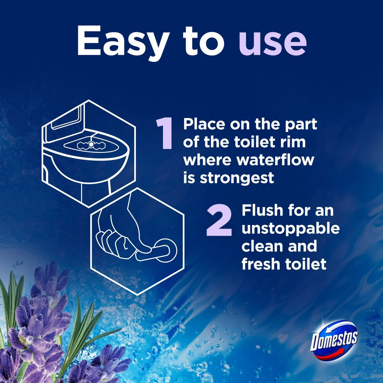 Domestos Power 5 Toilet Rim Block Lavender 2 per pack
