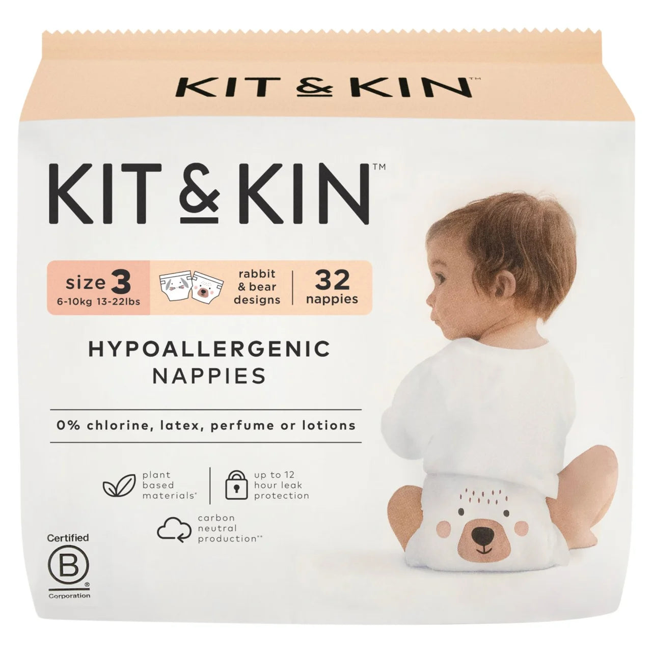 Kit & Kin Hypoallergenic Nappies Size 3 (6-10kg) 32 per pack