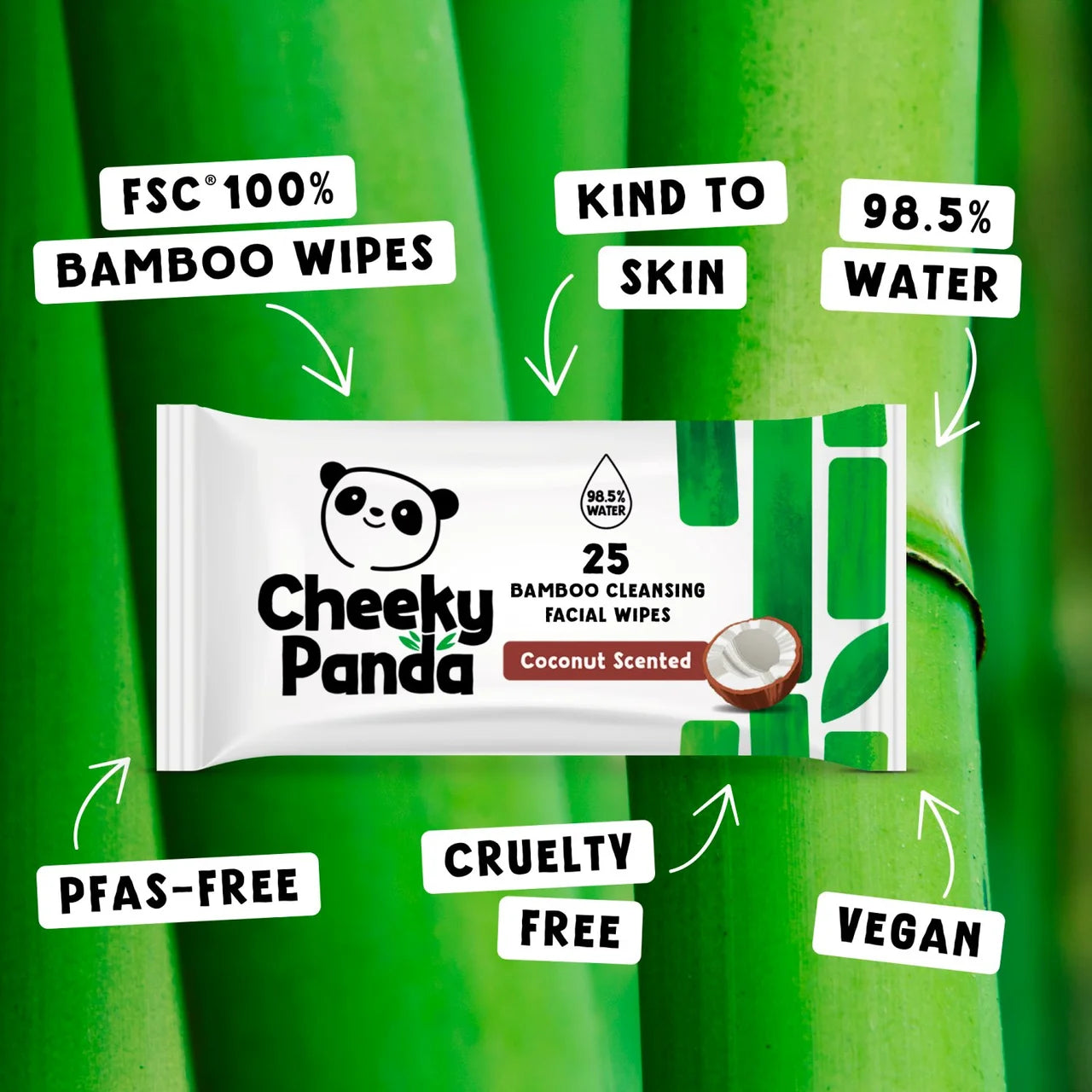 Cheeky Panda Bamboo Coconut Facial Cleansing Wipes 25 per pack