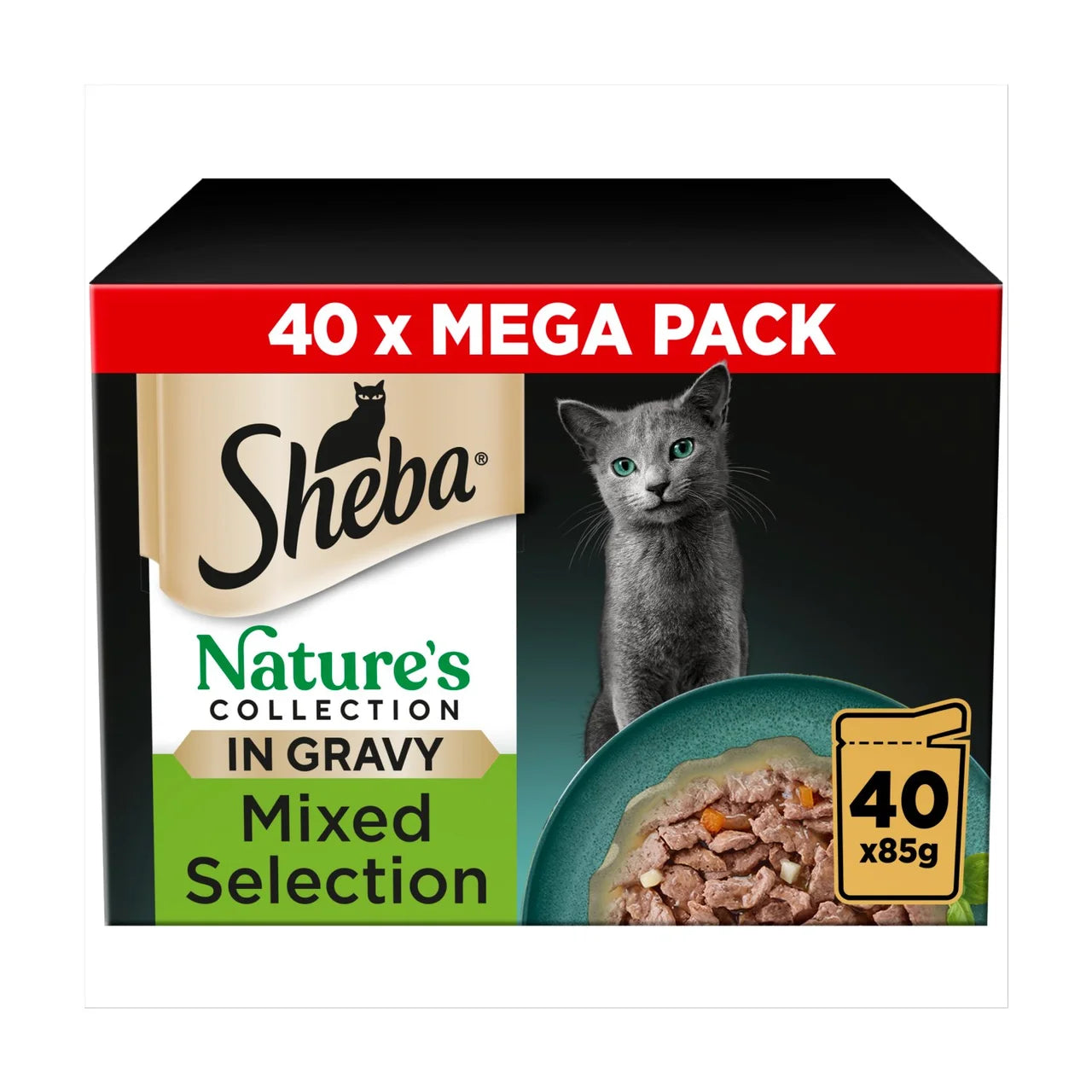 Sheba Nature's Collection Adult Wet Cat Food Mixed in Gravy Pouches 40 x 85g
