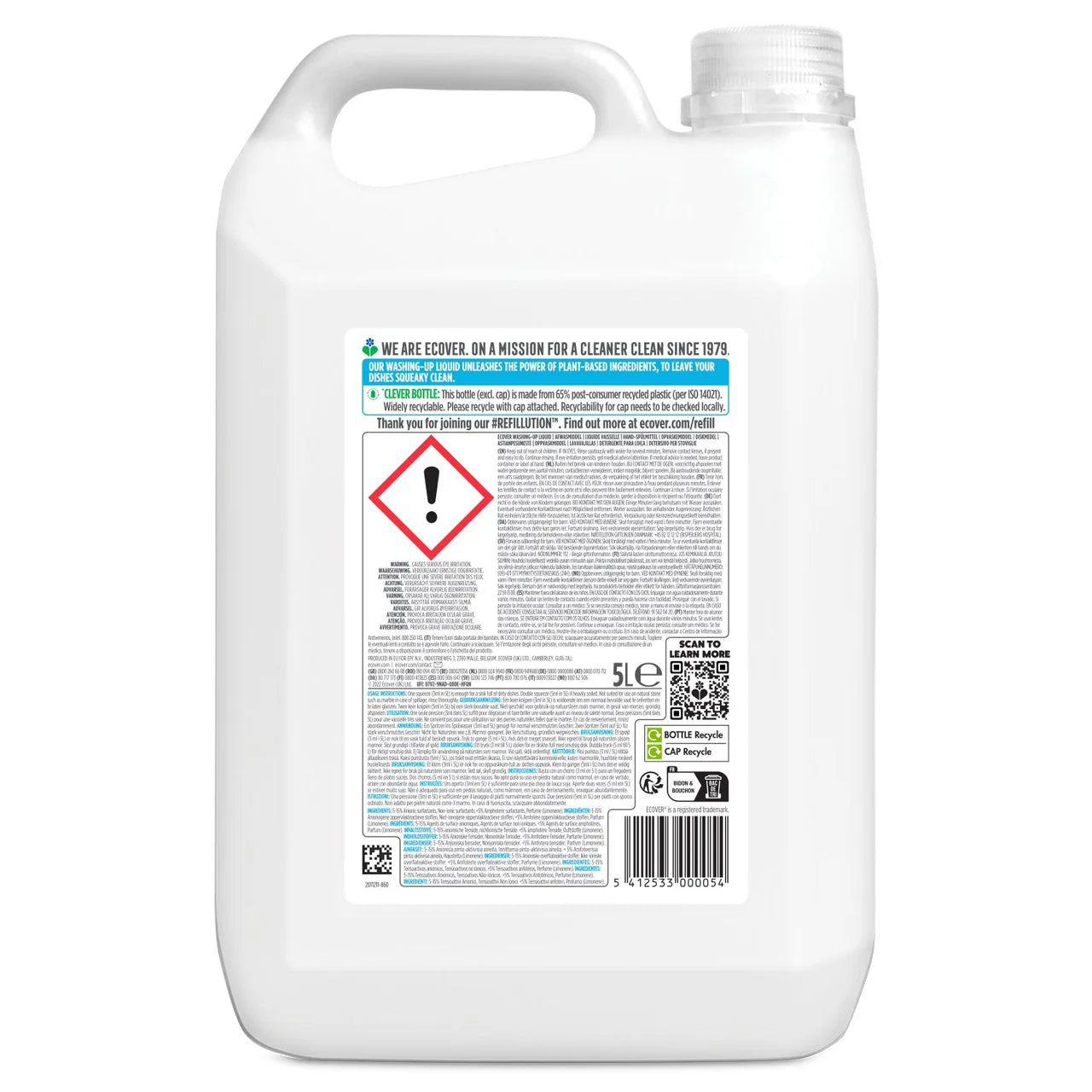 Ecover Washing Up Liquid Camomile & Clementine 5L