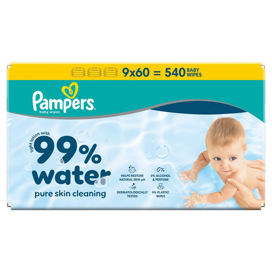 Pampers 99% Water Wipes 540 per pack
