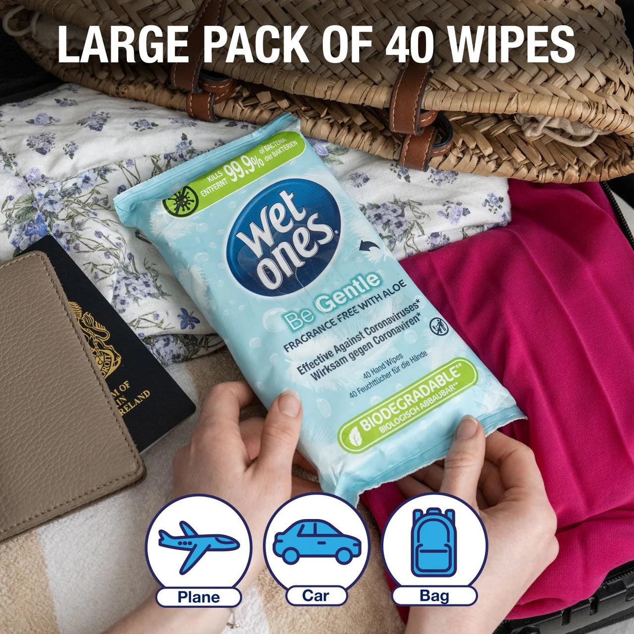 Wet Ones Be Gentle Antibacterial Wipes 40 per pack