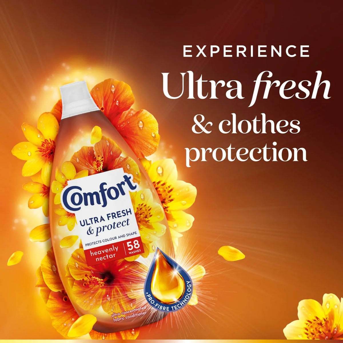 Comfort Ultra Fresh & Protect Heavenly Nectar Fabric Conditioner 58 Washes 870ml