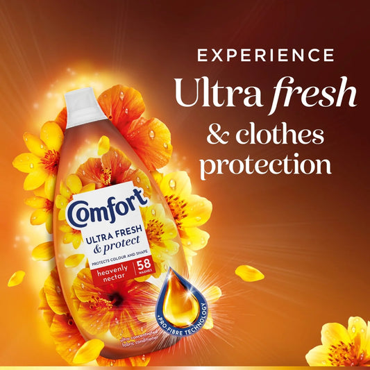 Comfort Ultra Fresh & Protect Heavenly Nectar Fabric Conditioner 58 Washes 870ml
