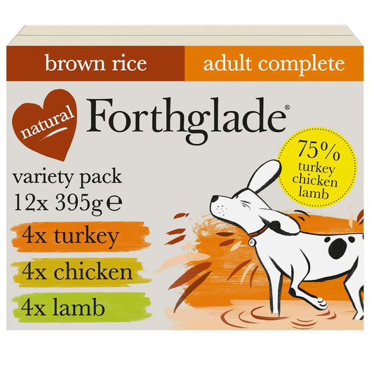 Forthglade Natural Brown Rice Wet Dog Food Variety Pack 12x395g