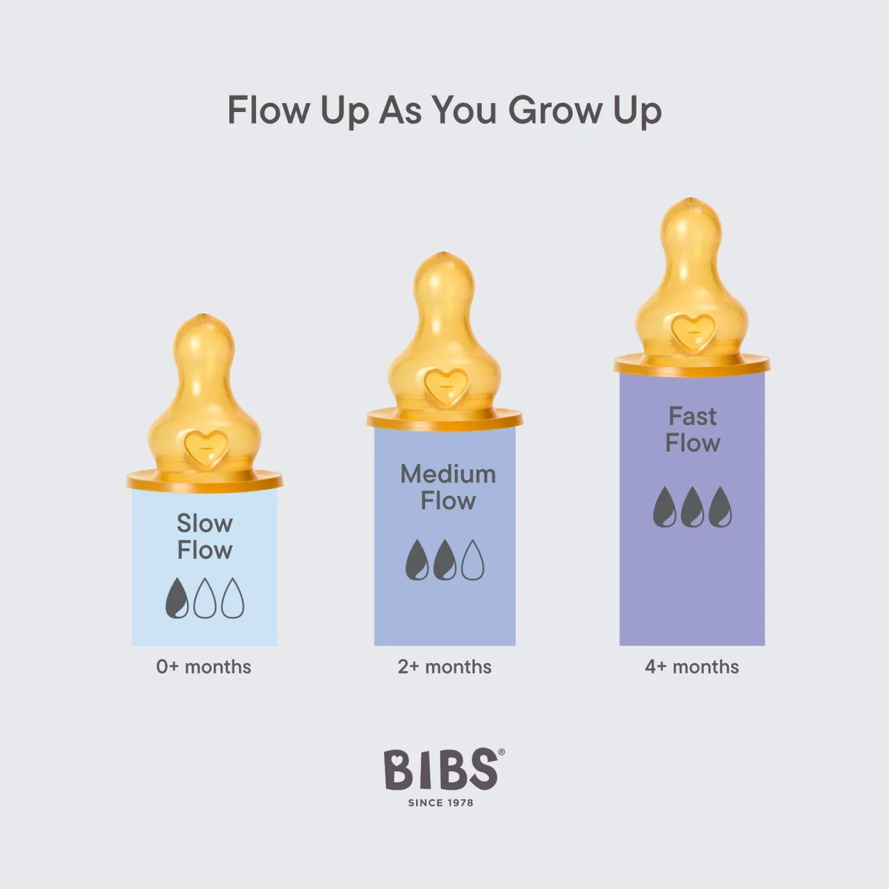 BIBS Natural Rubber Latex Fast Flow Bottle Teat 4m+, 2 per pack