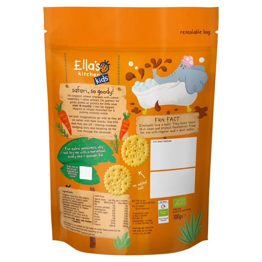 Ella's Kitchen Organic Safari Crackers Carrot & Rosemary 18+ Months 100g