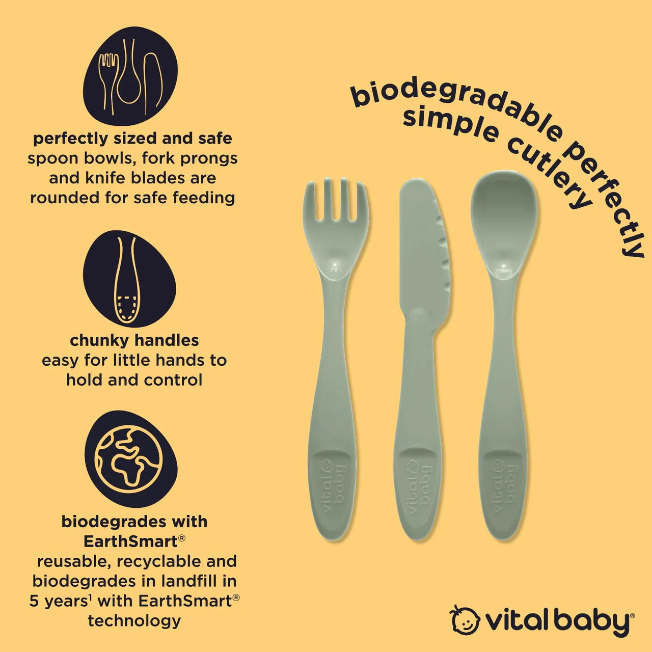 Vital Baby Nourish Perfectly Simple Cutlery 15pk - natural
