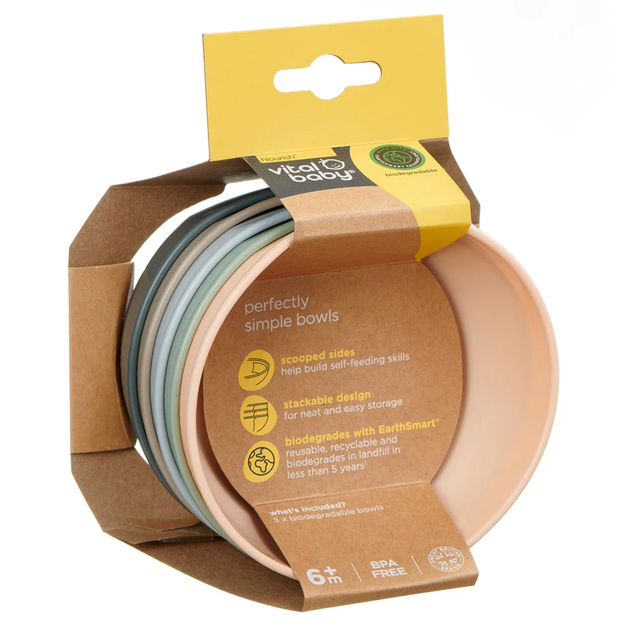 Vital Baby Nourish Perfectly Simple Bowls 5pk - natural 5 per pack