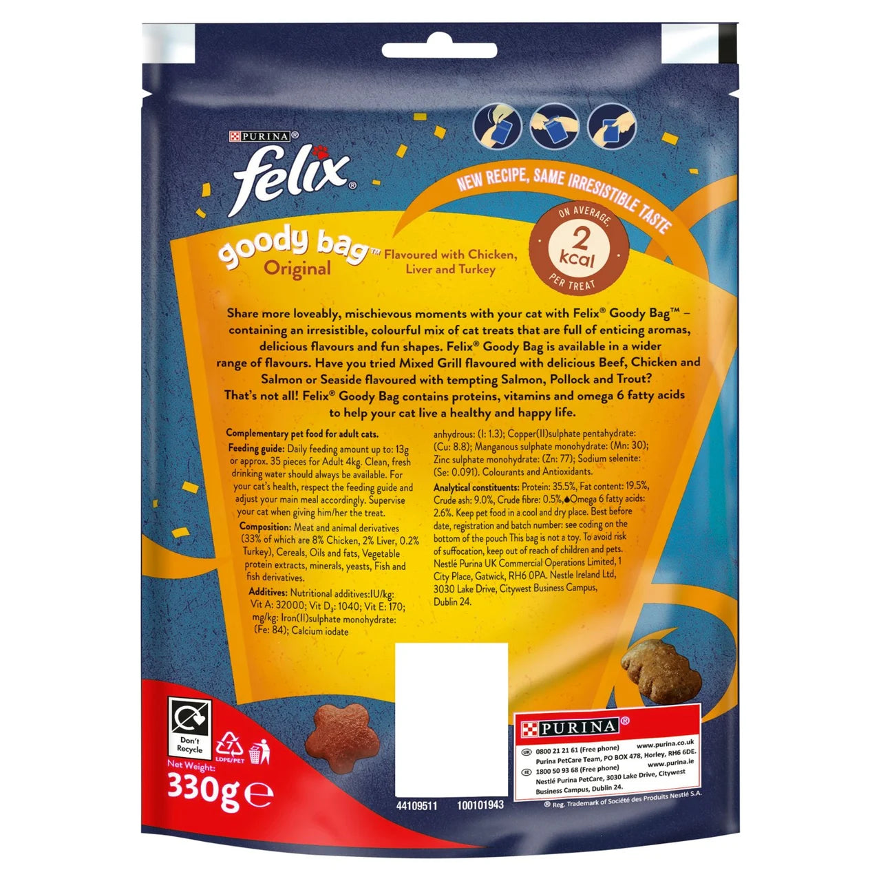 Felix Goody Bag Original Chicken, Liver and Turkey Cat Treats 330g