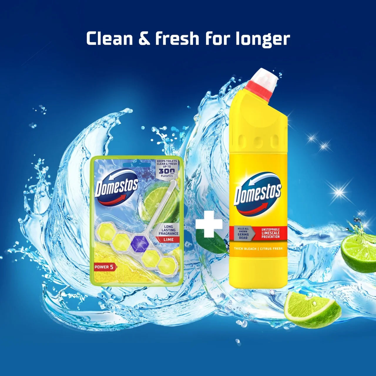 Domestos Power 5 Toilet Rim Block Lime