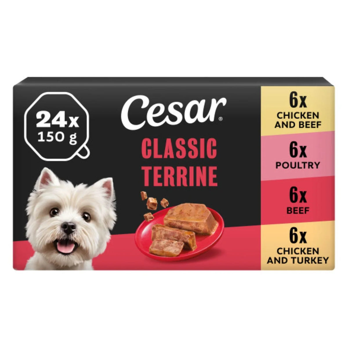 Cesar Classics Terrine Wet Dog Food Trays Mixed Selection 24 x 150g