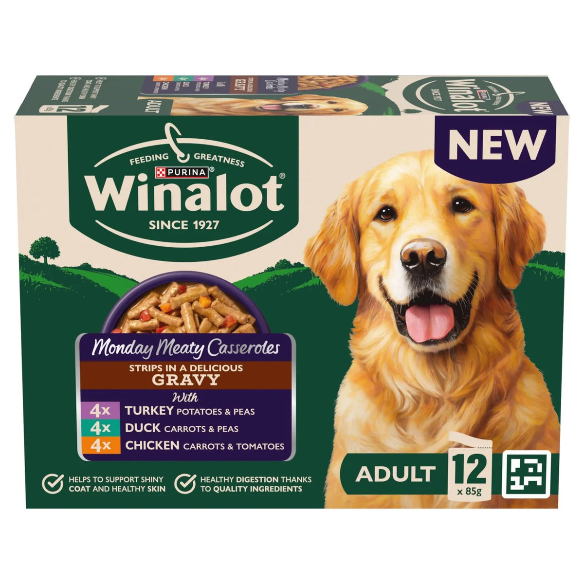 Winalot Monday Meaty Casseroles Chicken, Turkey, Duck in Gravy Wet Dog Food 12 x 85g