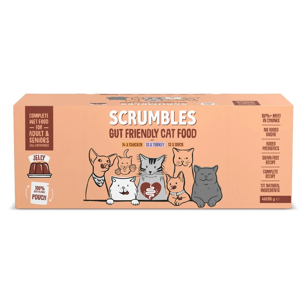 Scrumbles Grain Free Wet Cat Jelly Pouch Selection 40 x 85g