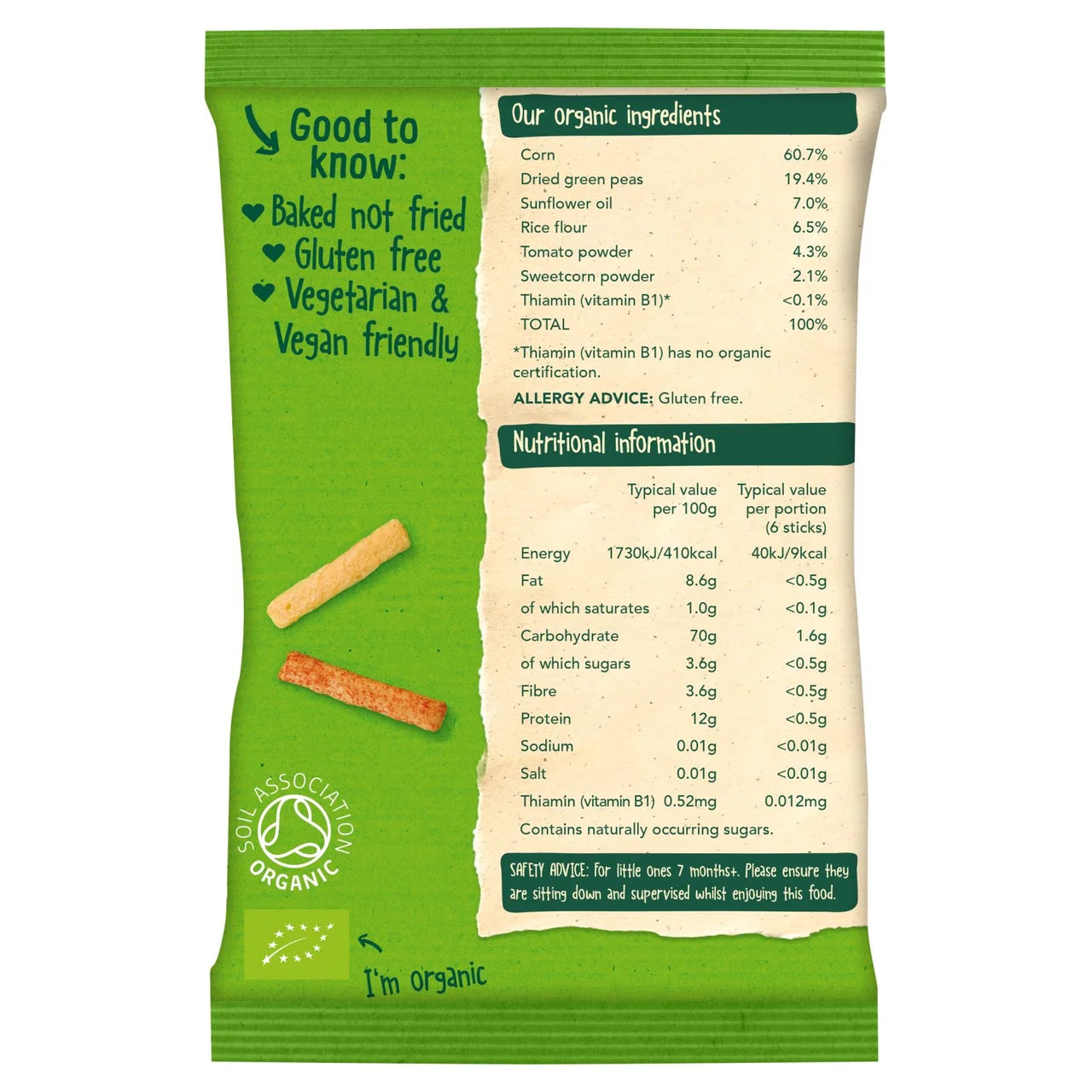 Organix Melty Veggie Sticks Organic Baby Puffs Multipack 7 months+ 4 x 15g