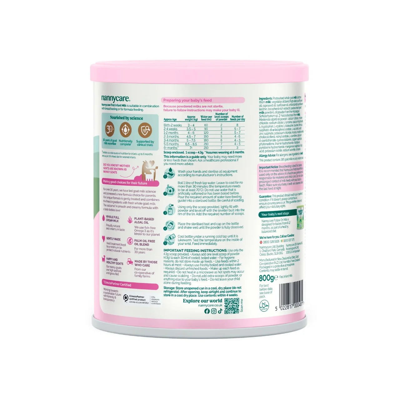Nannycare Goat Stage 1 First Infant Milk Formula 800g