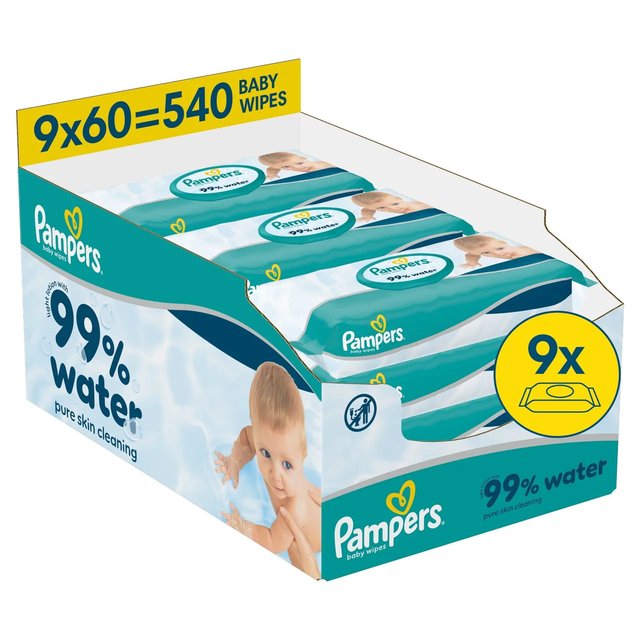 Pampers 99% Water Wipes 540 per pack