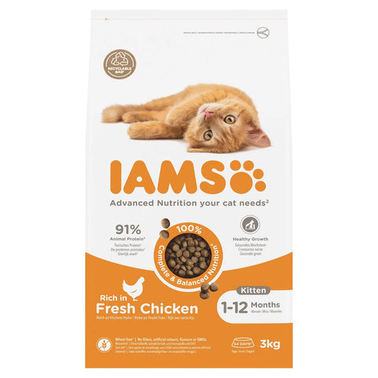 IAMS 1-12 Months Kitten Dry Cat Food Chicken 3kg