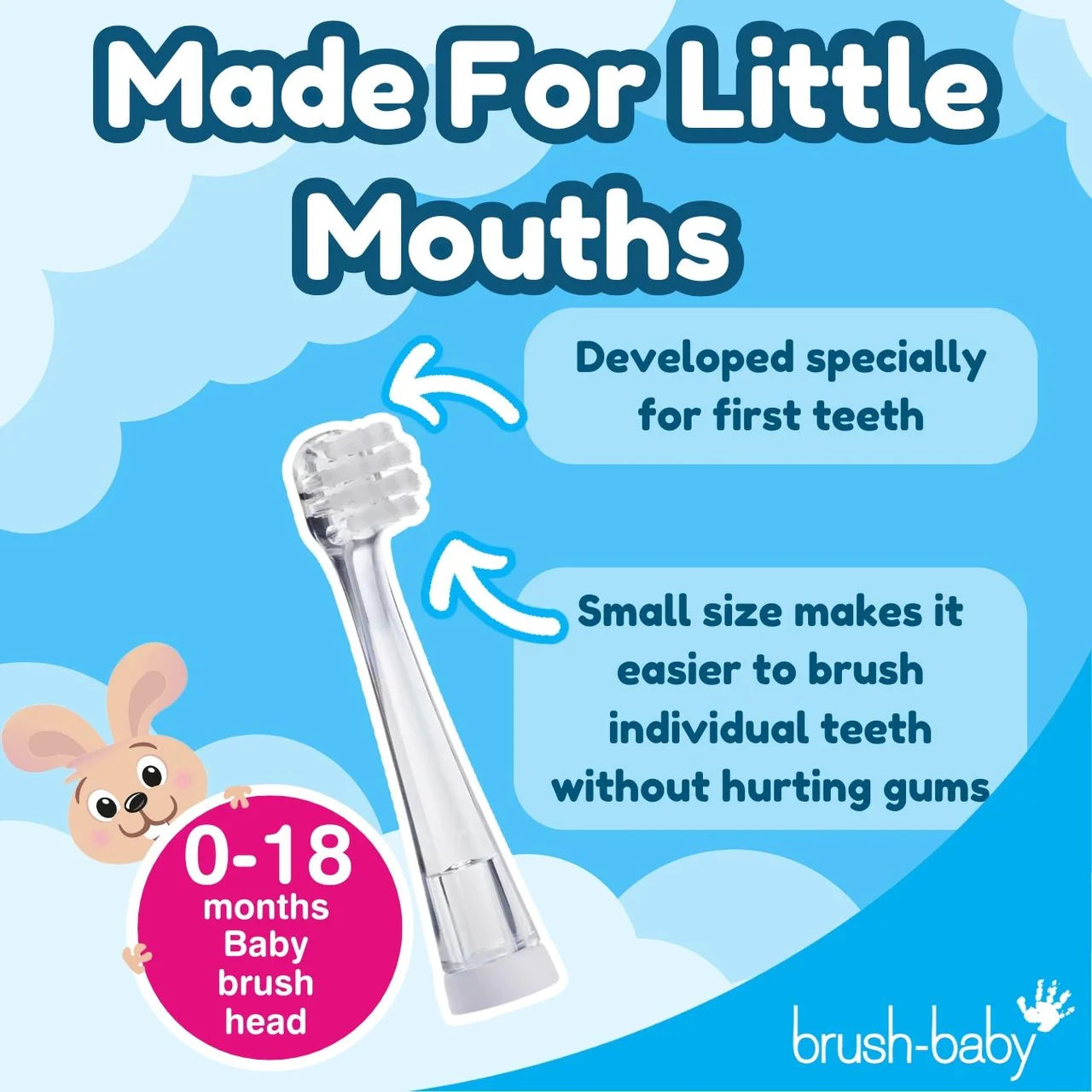Brush Baby Babysonic Replacement Brush Heads 0-18 Months , 2 per pack