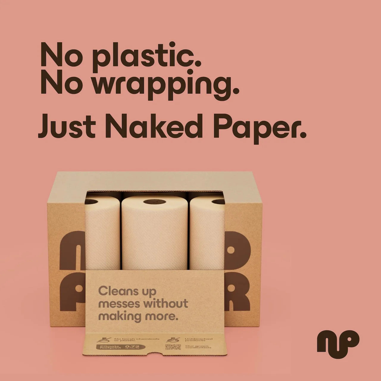 Naked Paper Unbleached Super Absorbent Bamboo Kitchen Roll 6 per pack