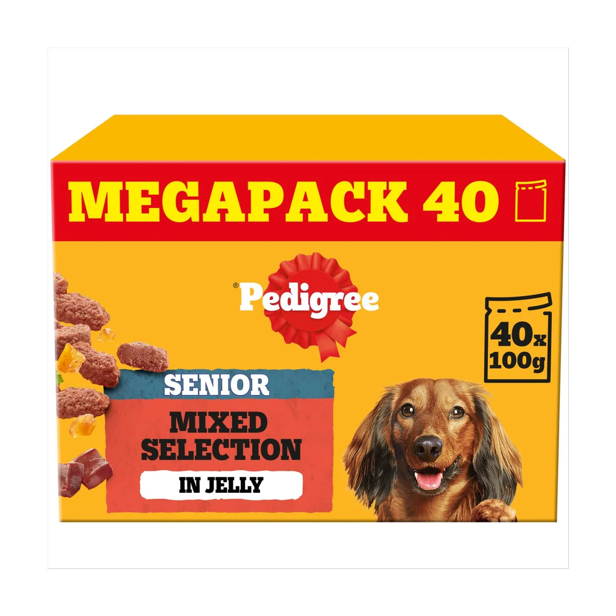 Pedigree Senior Wet Dog Food Pouches Mixed Selection in Jelly 40 x 85g