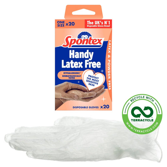 Spontex Sensitive Vinyl Disposable Gloves Latex Free 20 per pack