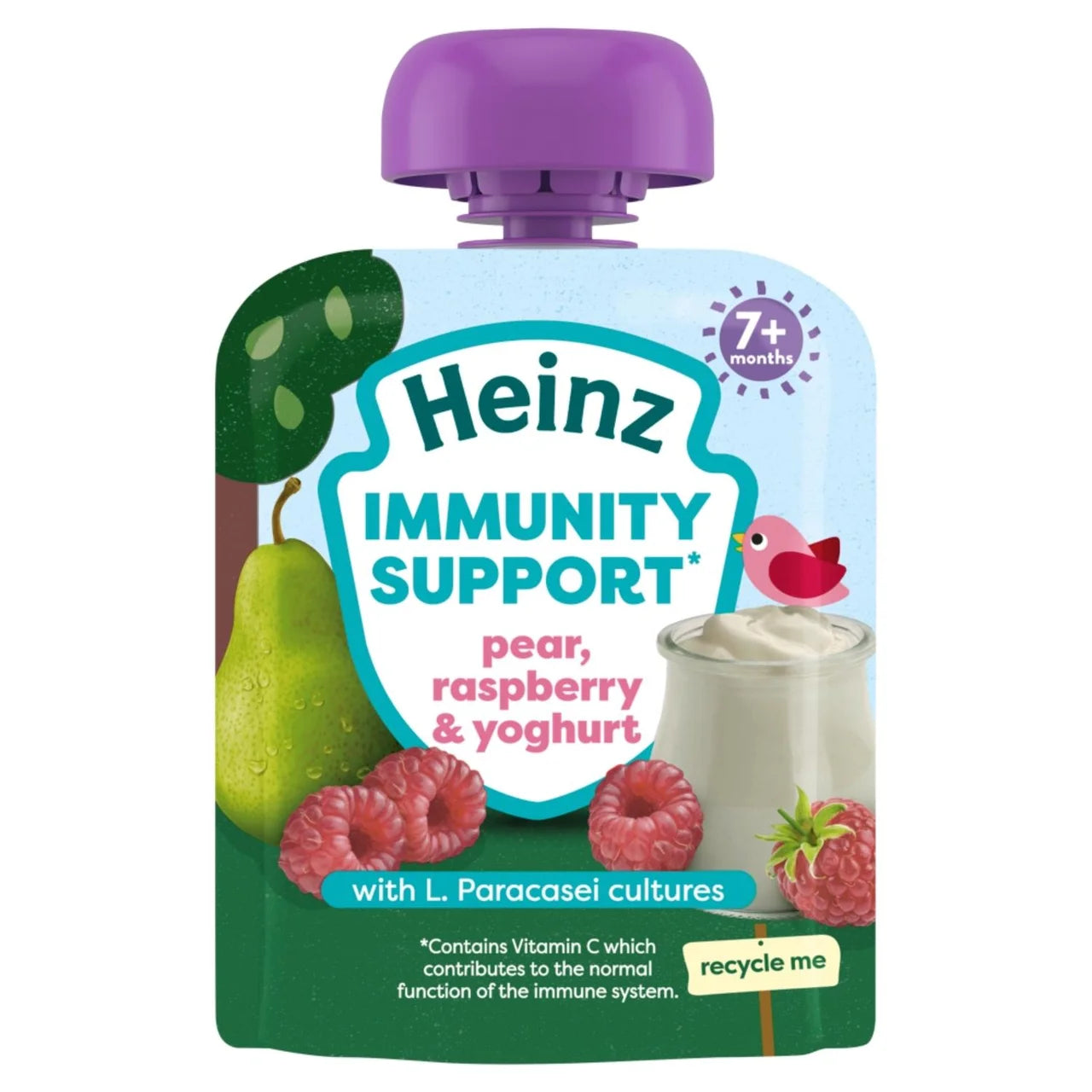 Heinz Immunity Support Pear, Raspberry & Yoghurt Baby Food Pouch 7M+ 85g