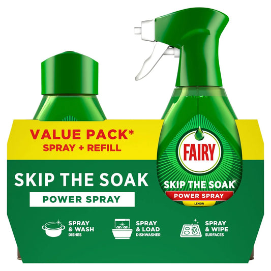 Fairy Skip the Soak Dish Power Spray + Refill Lemon 1L